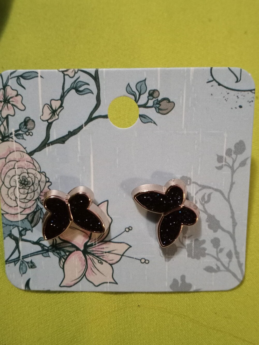 Unbranded Black Butterfly Stud Earrings Silver Tone